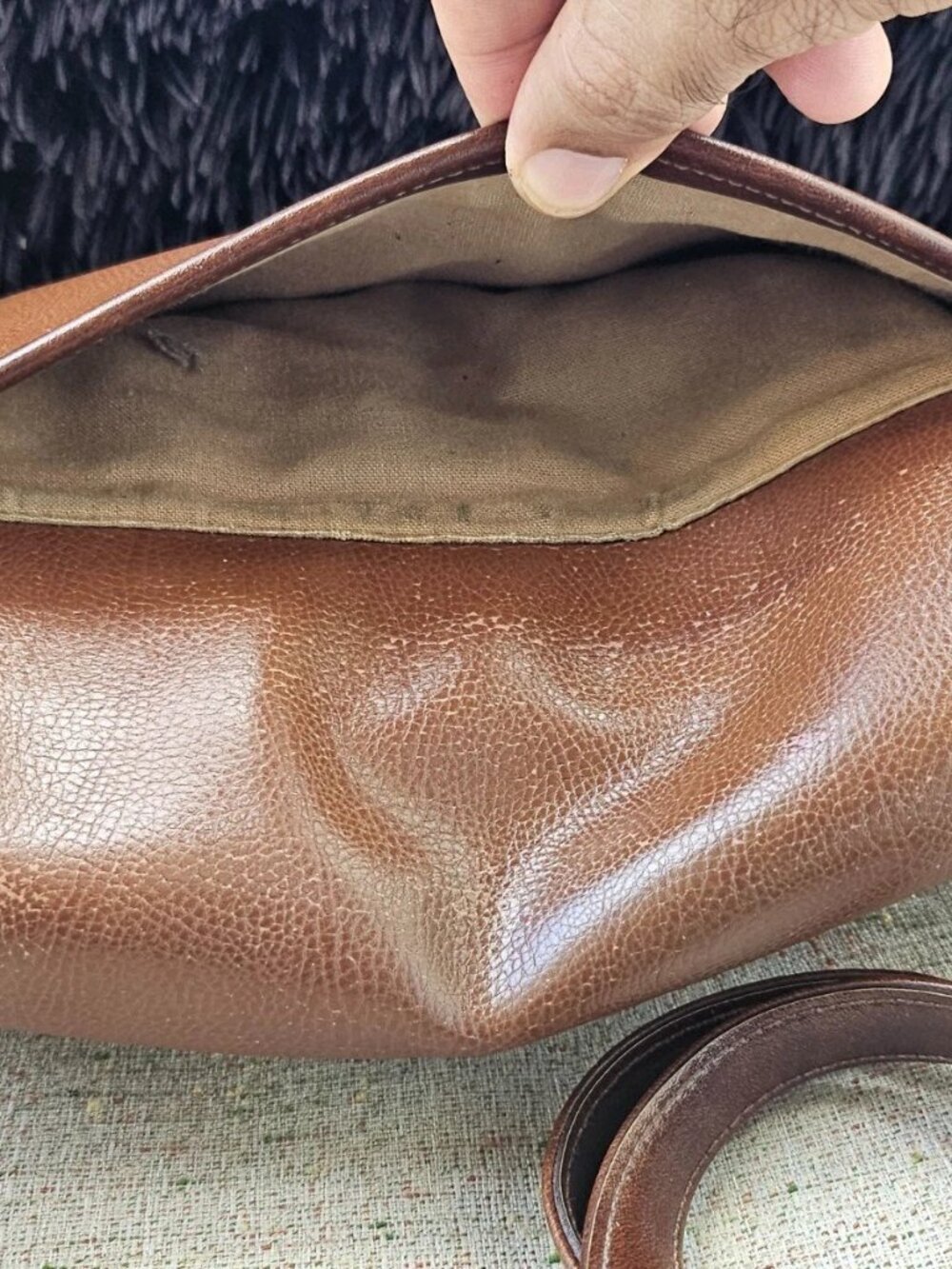 Vintage Liz Claiborne Women Purse Handbag Brown Leather Shoulder Bag - Picture 10 of 12